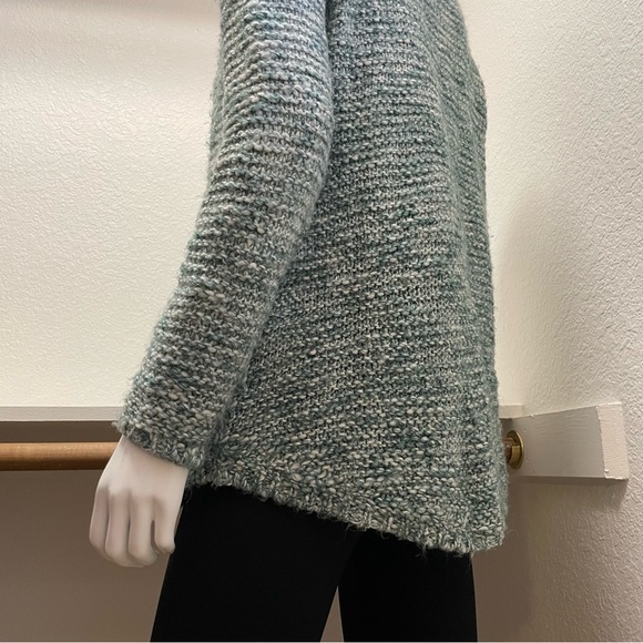 ZARA KNIT 🍃Marled green & white, scoop neck loose knit wool blend sweater Sz M - Picture 4 of 9